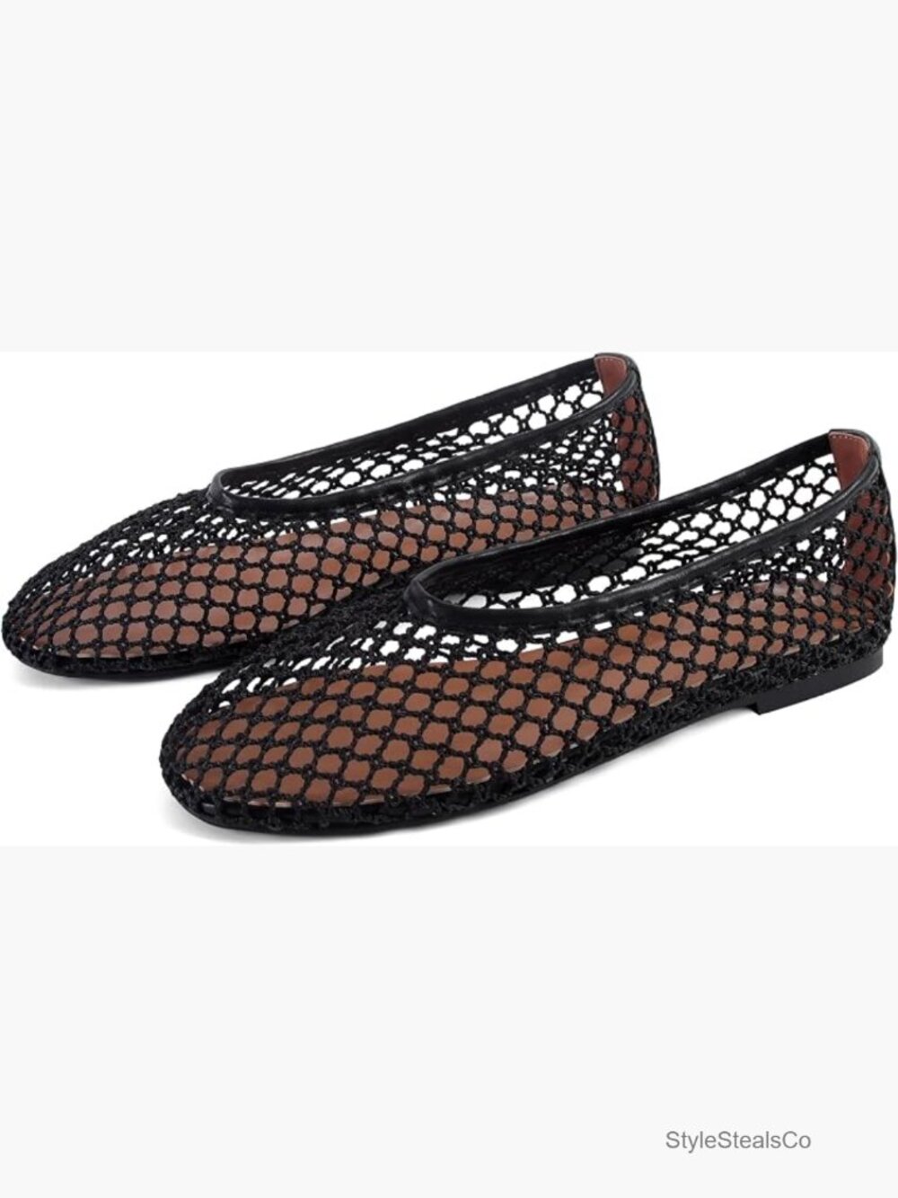 Mesh Ballet Flats Slip On Round Toe Comfy Casual Office Fishnet Ballerina Shoes